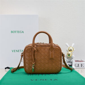 BV Small Getaway Top Handle Bag Lambskin Dk Praline