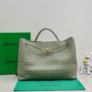 BV Large Andiamo Top handle bag Lambskin Leather Travertine