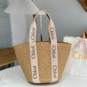 Chloe Large Woody Tote Bag In Nature Fibers