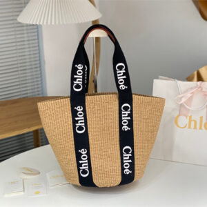 Chloe Large Woody Tote Bag In Nature Fibers