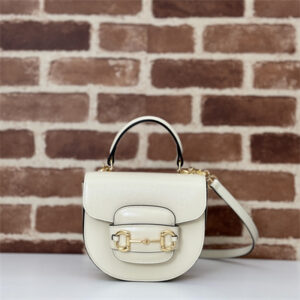 Gu.cci Horsebit 1955 Mini Top Handle Bag White Leather 781387
