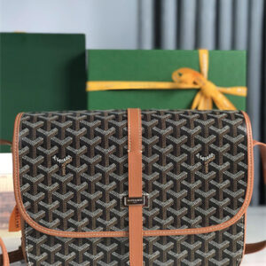 Belvedere MM Bag Goyardine Canvas & Decize Taurillon Leather Black-Tan