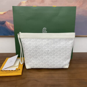 CONTI POUCH Goyardine Canvas&Chevroches Calfskin White