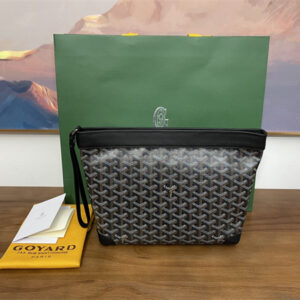 CONTI POUCH Goyardine Canvas&Chevroches Calfskin Black