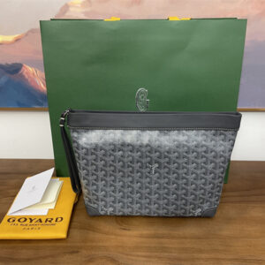 CONTI POUCH Goyardine Canvas&Chevroches Calfskin Grey