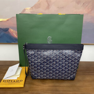 CONTI POUCH Goyardine Canvas&Chevroches Calfskin Navy Blue