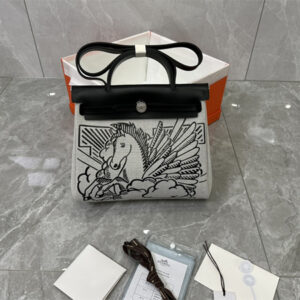 Her.mes Herbag 31 Canvas and Calfskin With Printing