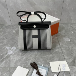 Her.mes Herbag 31 Canvas and Calfskin With Stripe Printing