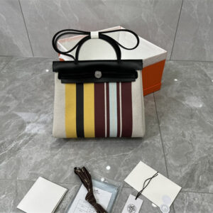 Her.mes Herbag 31 Canvas and Calfskin With Stripe Printing