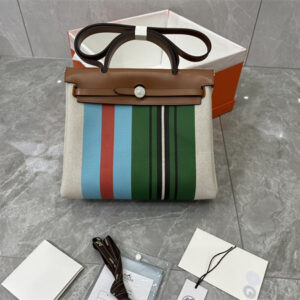 Her.mes Herbag 31 Canvas and Calfskin With Stripe Printing