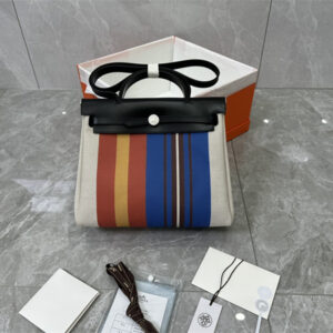 Her.mes Herbag 31 Canvas and Calfskin With Stripe Printing