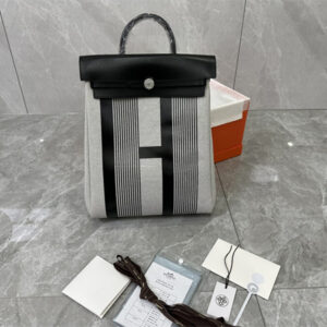 Her.mes Herbag Backpack Canvas and Calfskin