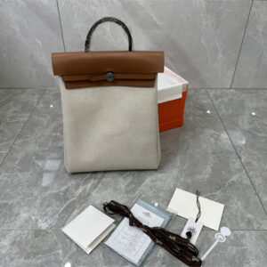 Her.mes Herbag Backpack Canvas and Calfskin