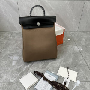 Her.mes Herbag Backpack Canvas and Calfskin