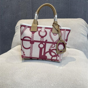 Her.mes Steeple Handbag Hplume Canvas and Swift Calfskin multicolor Printing HS