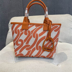 Her.mes Steeple Handbag Hplume Canvas and Swift Calfskin multicolor Printing HS