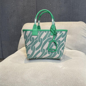 Her.mes Steeple Handbag Hplume Canvas and Swift Calfskin multicolor Printing HS