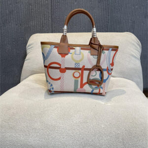 Her.mes Steeple Handbag Hplume Canvas and Swift Calfskin multicolor Printing HS