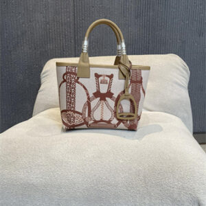 Her.mes Steeple Handbag Hplume Canvas and Swift Calfskin multicolor Printing HS