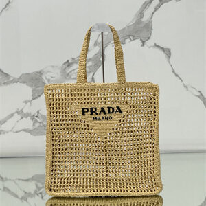 Prada Large Crochet Tote Bag Natural