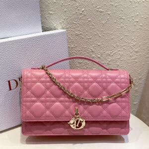 CD Miss Dior Top Handle Bag Cannage Lambskin Pink
