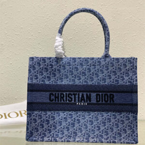 CD Medium Book Tote Blue Denim Dior  Oblique Jacquard