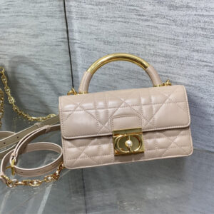 CD Mini Dior Ange Bag Pink Macrocannage Calfskin