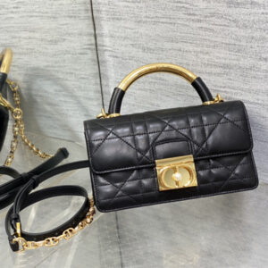 CD Mini Dior Ange Bag Black Macrocannage Calfskin
