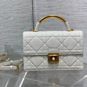 CD Medium Ange Bag White Macrocannage Calfskin