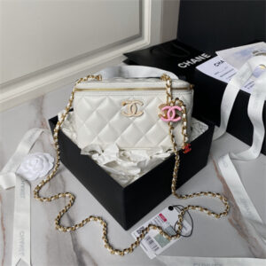 Chanel Vanity Case Lambskin Enamel & Gold-Tone Metal White AP3940