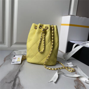 Chanel Backpack Shiny Lambskin Gold Tone Metal Yellow AS4810