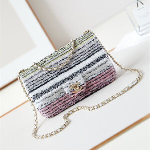 Chanel Clutch Sequins & Gold-Tone Metal White, Black, Pink & Yellow AS4561