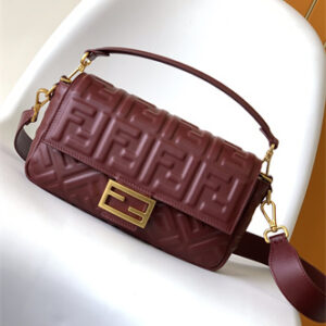 Fen.di BAGUETTE Bag Burgundy Nappa Leather With FF Motif