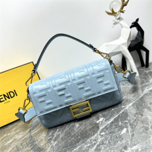 Fen.di BAGUETTE Bag Light Blue Nappa Leather With FF Motif
