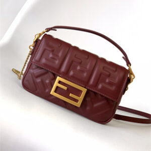 Fen.di BAGUETTE Mini Bag Burgundy Nappa Leather With FF Motif