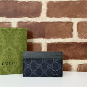 Gu.cci CARD CASE WITH GG DETAIL With Grey Leather Trim 768248