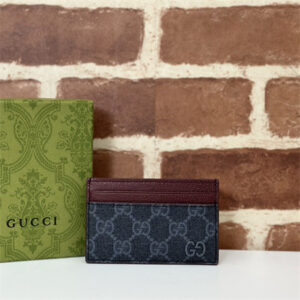 Gu.cci CARD CASE WITH GG DETAIL With Bordeaux  Leather Trim 768248
