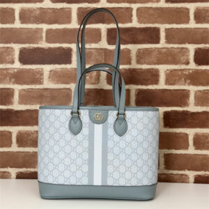 Gu.cci Ophidia Mini Tote Bag GG Supreme Canvas Dusty Blue 765043