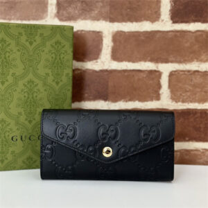 Gu.cci GG CONTINENTAL WALLET Black Leather 772791