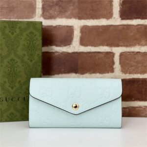 Gu.cci GG CONTINENTAL WALLET Lt Green Leather 772791