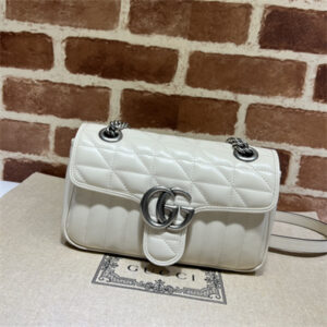 Gu.cci GG Marmont Small  Shoulder Bag White 446744