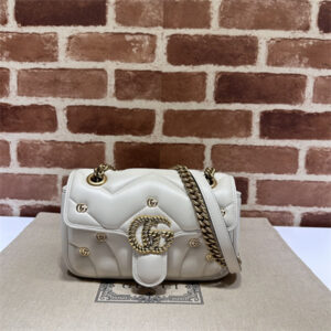 Gu.cci GG Marmont  Small  Shoulder Bag Lambskin White 446744