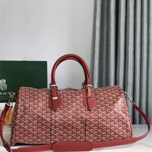 Goyard Boston 45 Bag In Goyardine Canvas & Cervon Calfskin
