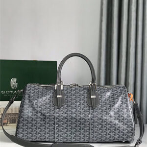 Goyard Boston 45 Bag In Goyardine Canvas & Cervon Calfskin