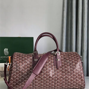 Goyard Boston 45 Bag In Goyardine Canvas & Cervon Calfskin