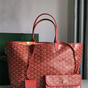 Goyard Saint Louis PM Bag In Goyardine Canvas & Chevroches Calfskin