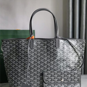 Goyard Saint Louis PM Bag In Goyardine Canvas & Chevroches Calfskin
