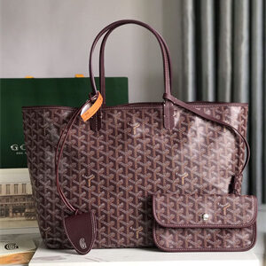 Goyard Saint Louis PM Bag In Goyardine Canvas & Chevroches Calfskin