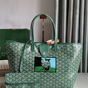 Goyard Saint Louis PM Bag In Goyardine Canvas & Chevroches Calfskin