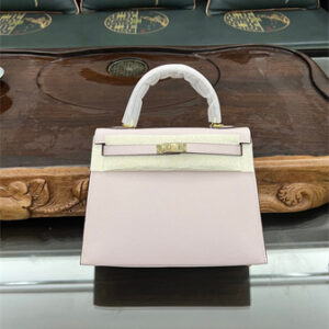 Kelly Sellier Bag Epsom Leather 25/28CM Gold/Silver Hardware In Mauve Pale Color